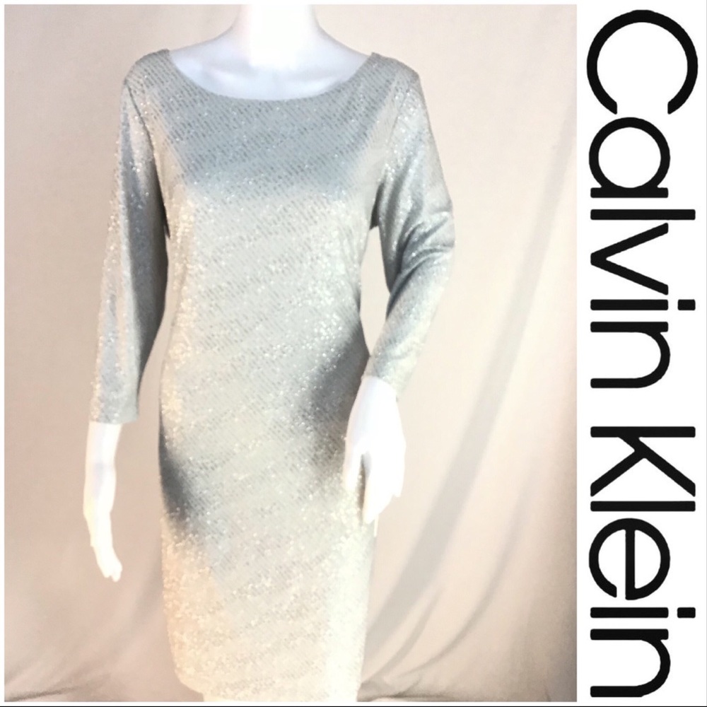 Calvin Klein Silver Cocktail Party Dress